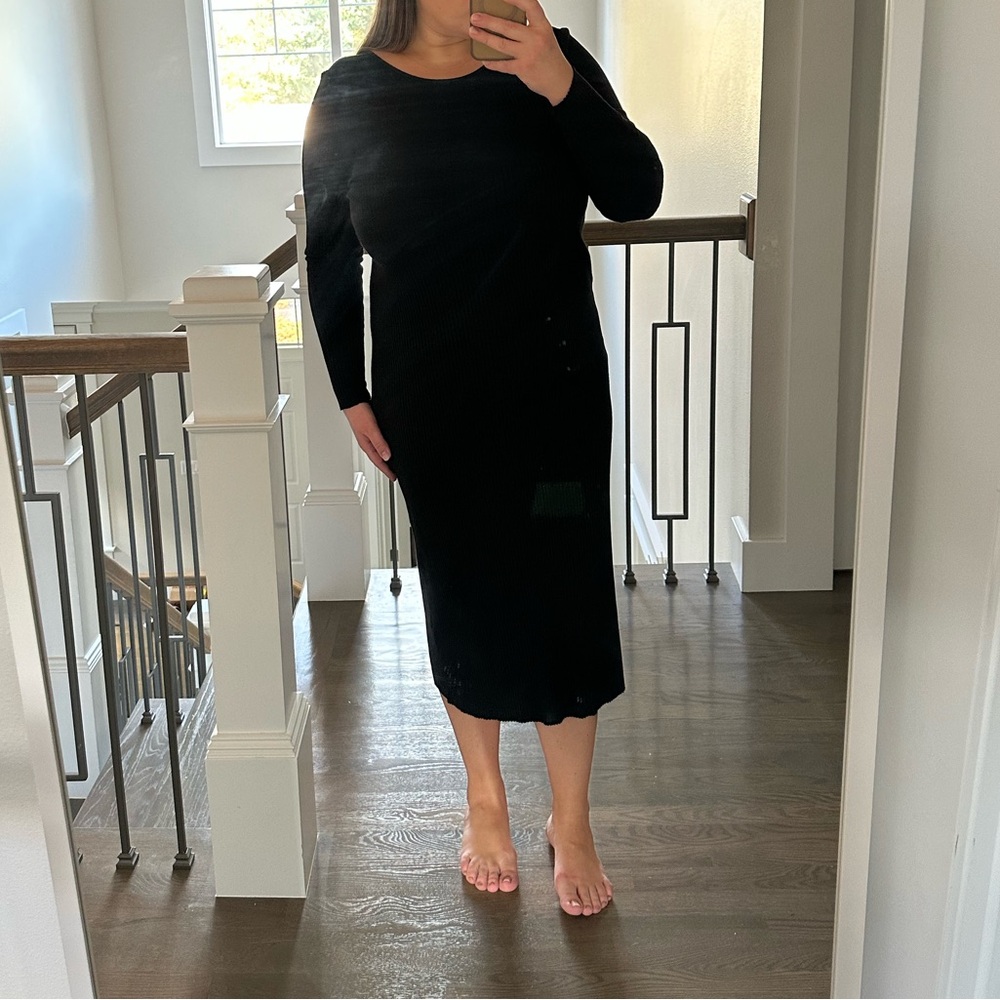 HM black midi bodycon dress XL